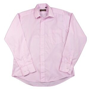 Giorgio Armani Le Collezioni Mens Size 15.5 Pink Stripe Dress Shirt  100% Cotton